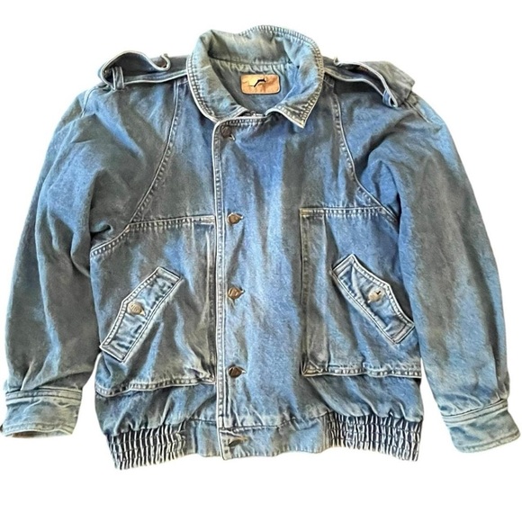 ykk Jackets & Blazers - 80s blue denim jacket with a unique design on the back - perfect for a grunge